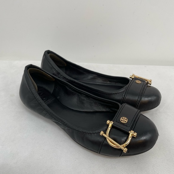 Tory Burch Shoes Tory Burch Noel Buckle Toe Flats Horse Bit Logo